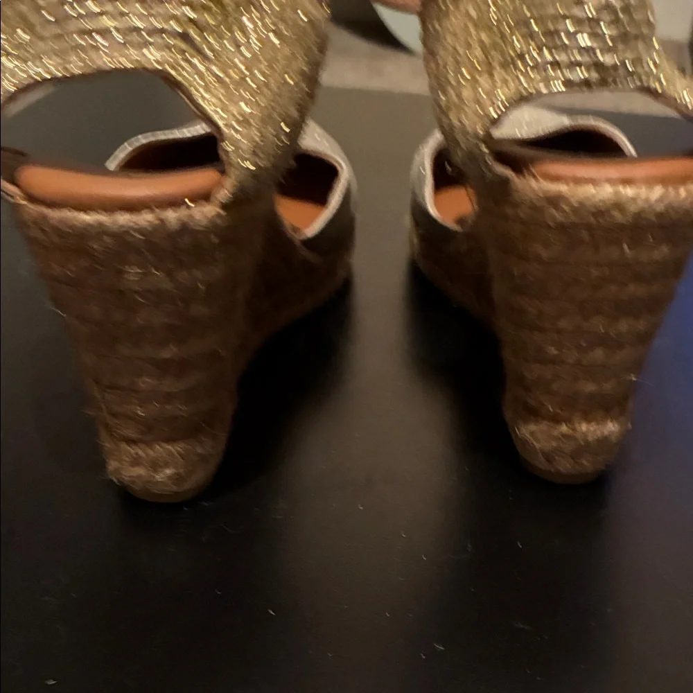 Kurt Geiger Metallic Gold Ankle-Strap Espadrille Flats